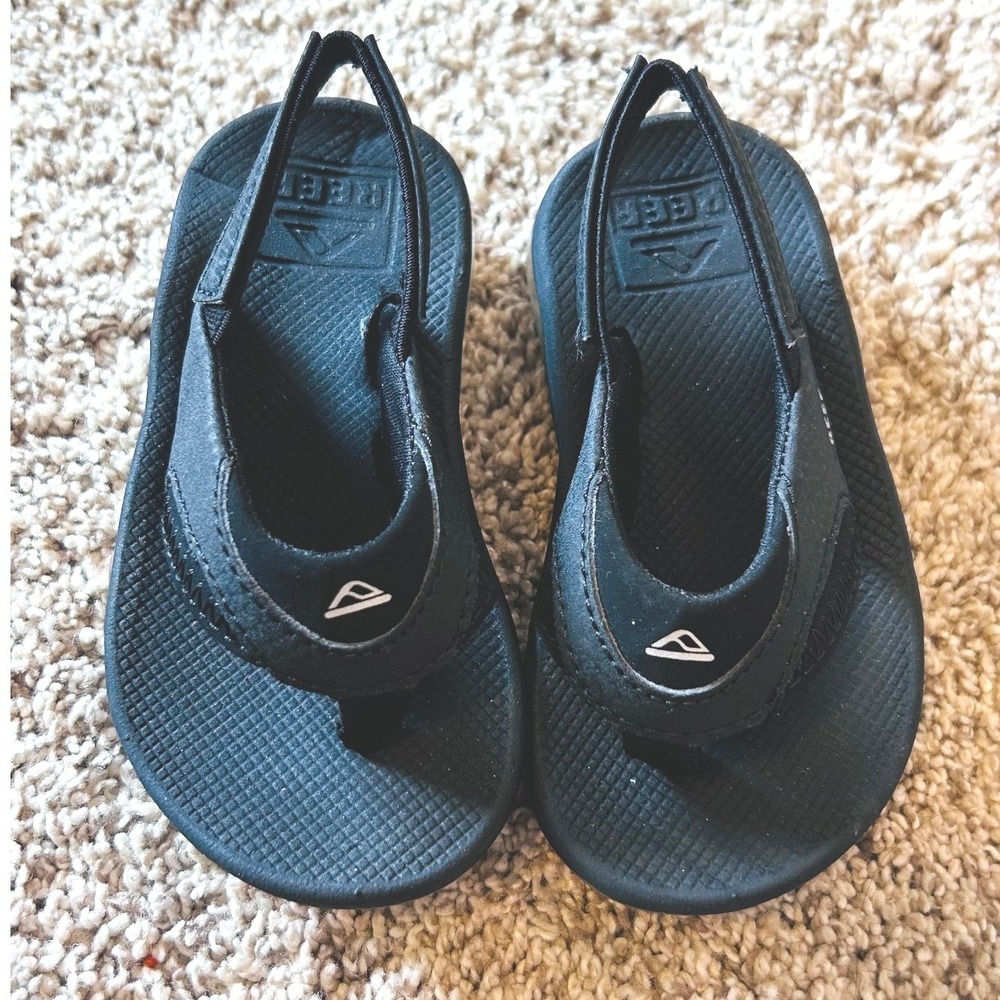 Reef Little Fanning Kids Black Sandal Flip Flop with Backstrap Size 6 US 22 EUR